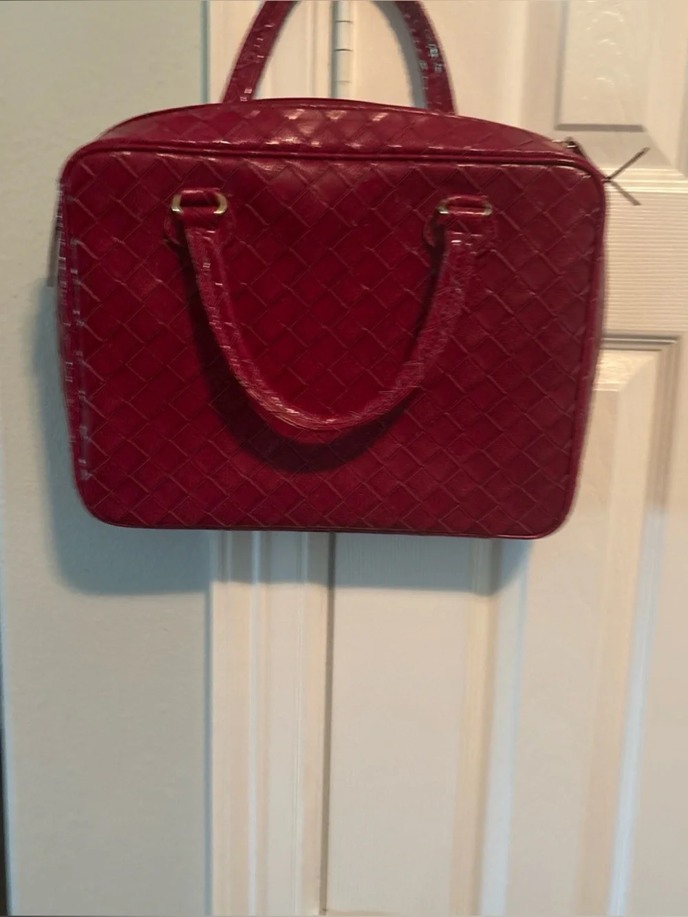 Estee Lauder Quilted Top-Handle Satchel in Burgundy
